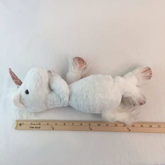 Inter-American White Unicorn Plush 16" Pink Sparkle Hooves Horn Stuffed Animal - Picture 7 of 7